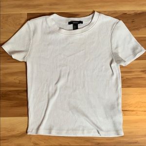 Simple White Ribbed Top